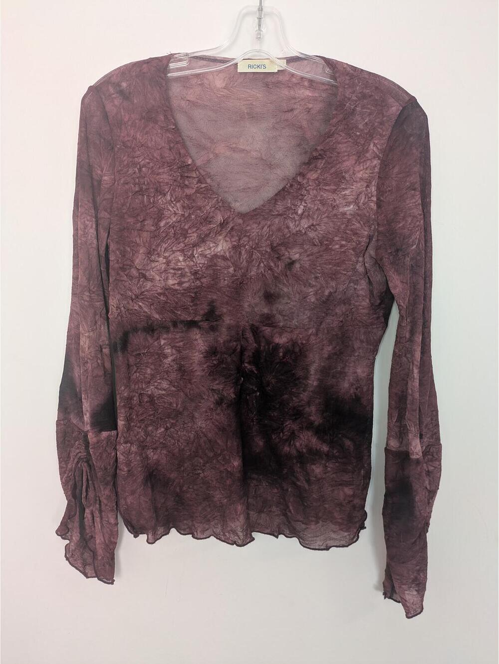 Ricki’s Sheer Tie Dye Long Sleeve Top Size Medium Y2K Goth